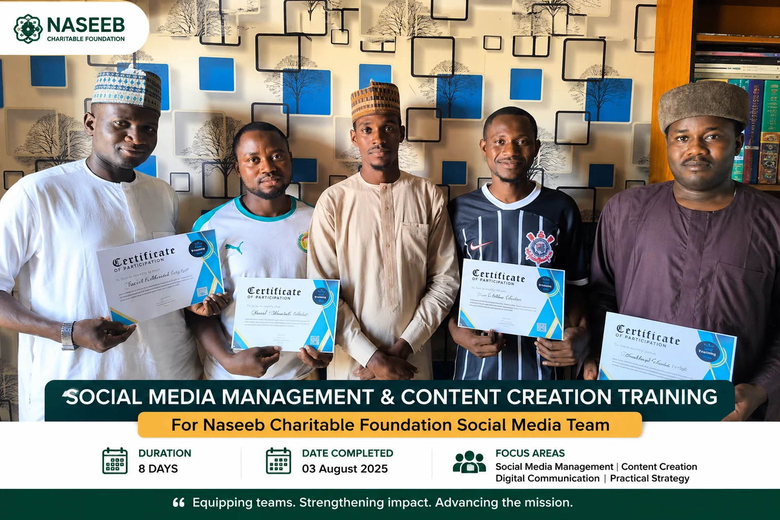 Social Media Management and Content Creation training for the Naseeb Charitable Foundation Social Media Team